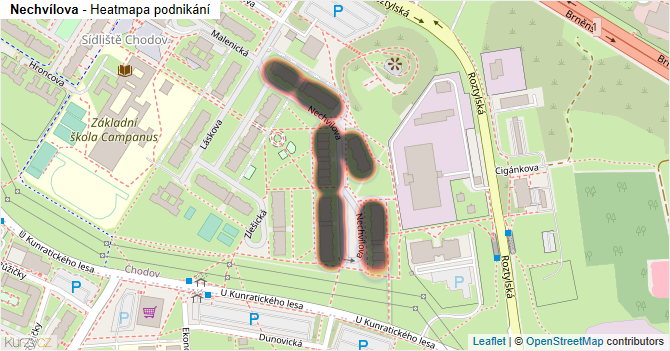 Nechvílova - mapa podnikání