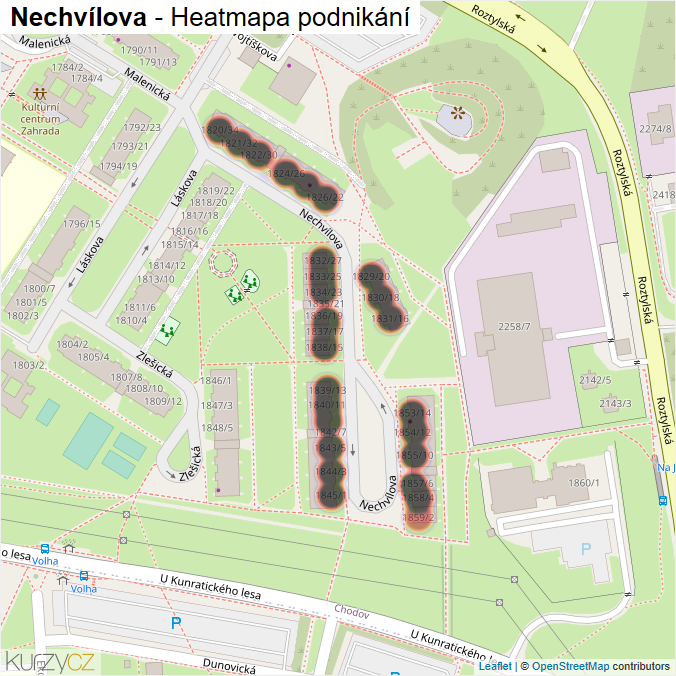 Mapa Nechvílova - Firmy v ulici.