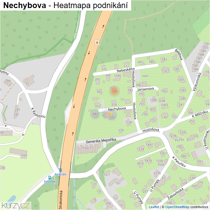 Mapa Nechybova - Firmy v ulici.