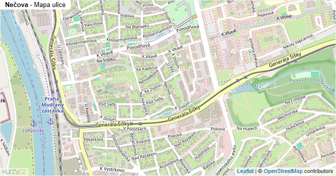 Nečova - mapa ulice