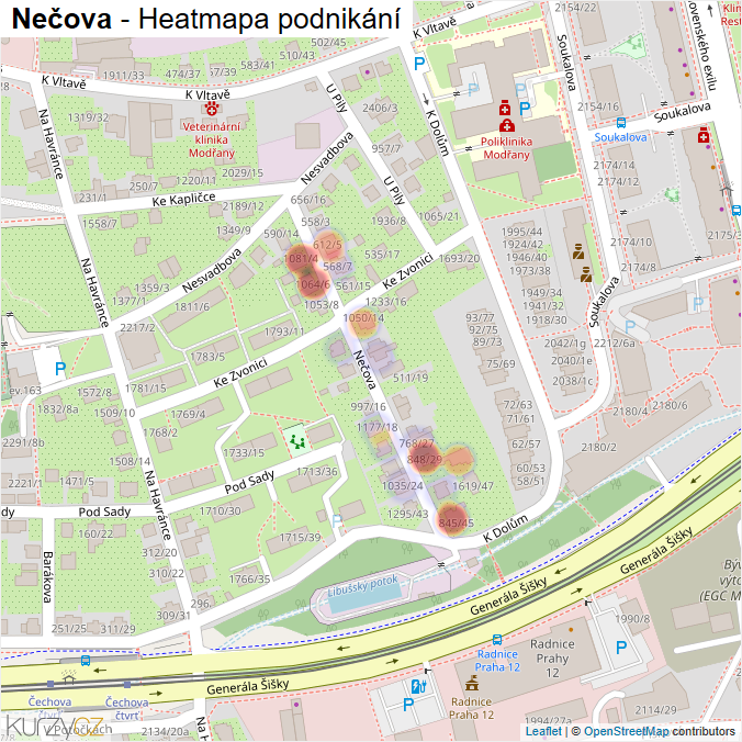 Mapa Nečova - Firmy v ulici.