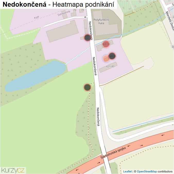 Mapa Nedokončená - Firmy v ulici.
