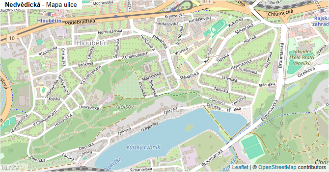 Nedvědická - mapa ulice