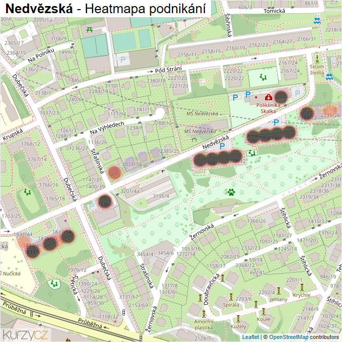 Mapa Nedvězská - Firmy v ulici.
