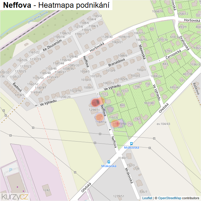 Mapa Neffova - Firmy v ulici.
