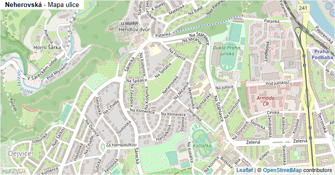Neherovská - mapa ulice