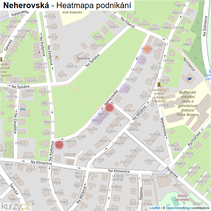Mapa Neherovská - Firmy v ulici.