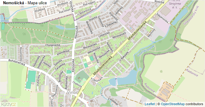 Nemošická - mapa ulice