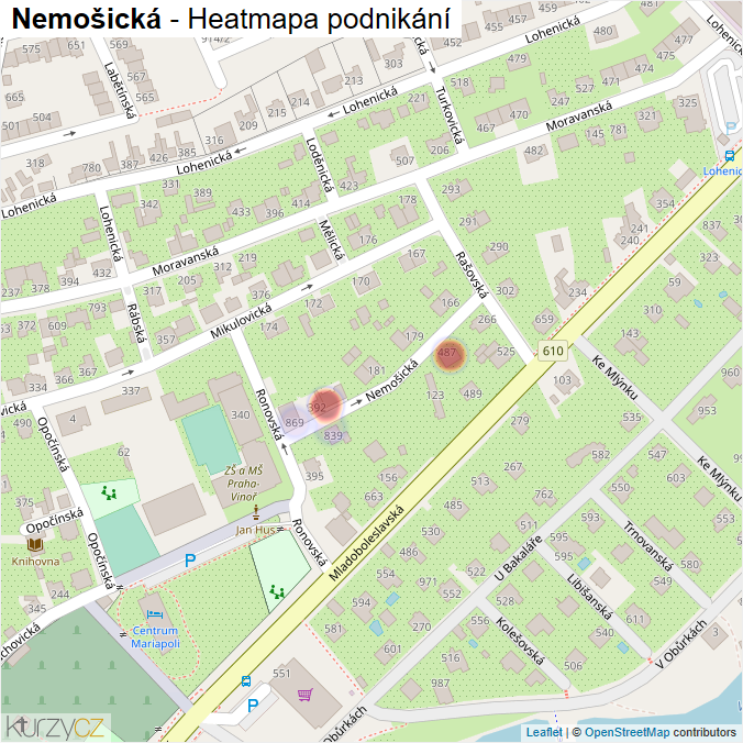 Mapa Nemošická - Firmy v ulici.