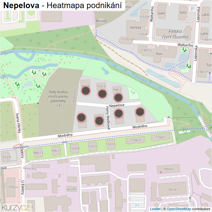 Mapa Nepelova - Firmy v ulici.