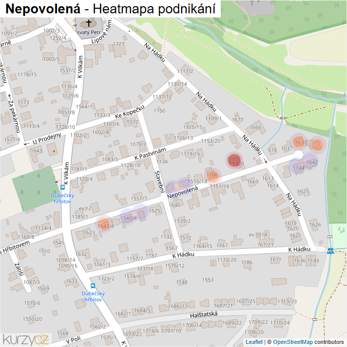 Mapa Nepovolená - Firmy v ulici.
