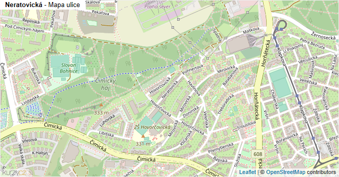 Neratovická - mapa ulice
