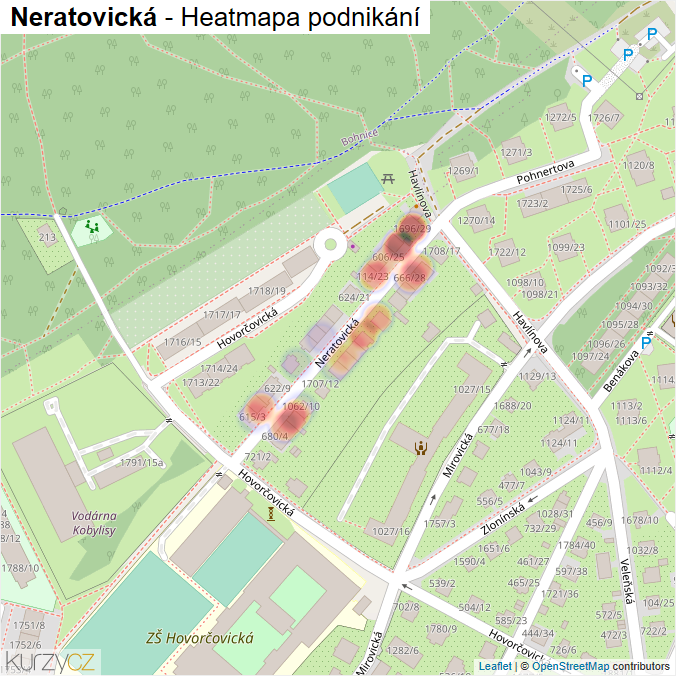 Mapa Neratovická - Firmy v ulici.