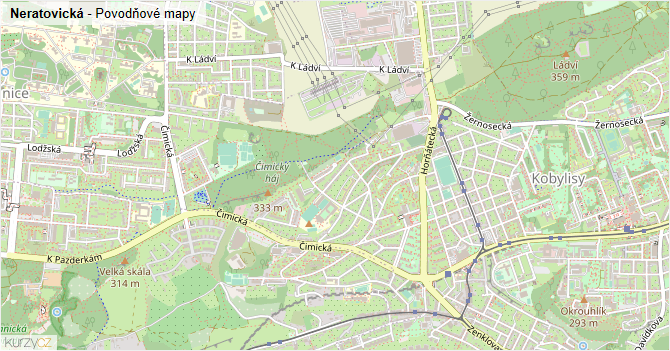 Neratovická - záplavové mapy stoleté vody