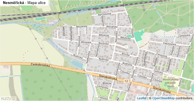 Nesměřická - mapa ulice