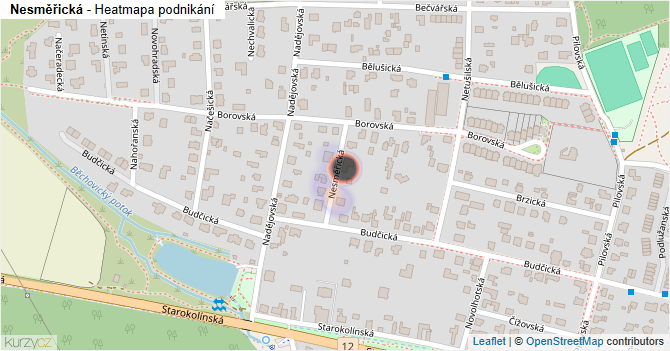 Nesměřická - mapa podnikání