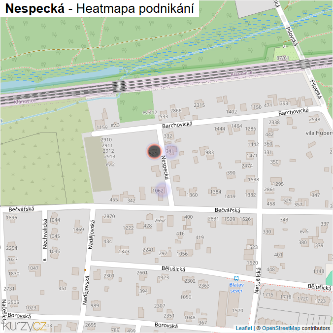 Mapa Nespecká - Firmy v ulici.