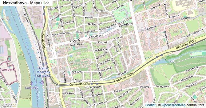 Nesvadbova - mapa ulice