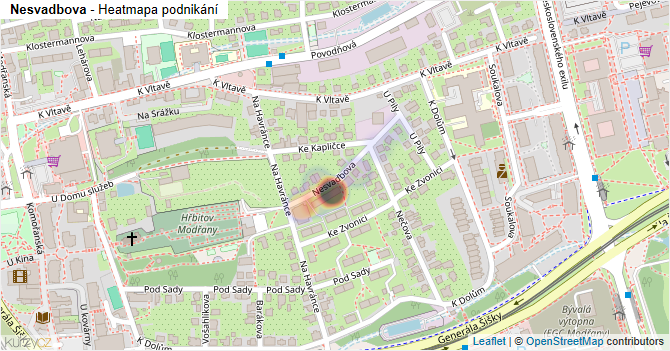 Nesvadbova - mapa podnikání