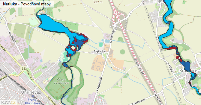 Netluky - záplavové mapy stoleté vody
