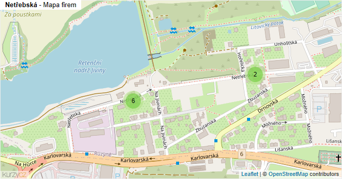 Netřebská - mapa ulice