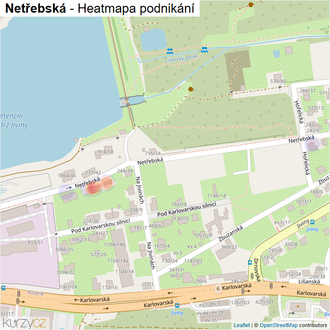 Mapa Netřebská - Firmy v ulici.