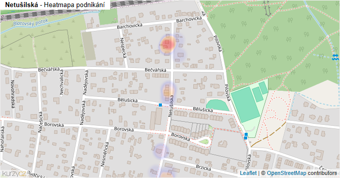 Netušilská - mapa podnikání