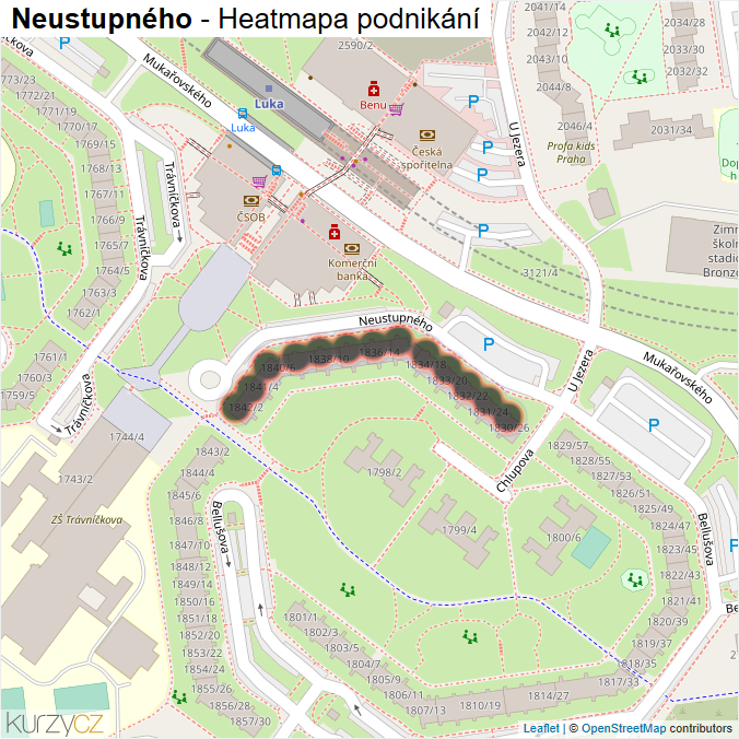 Mapa Neustupného - Firmy v ulici.