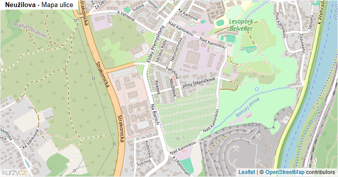 Neužilova - mapa ulice