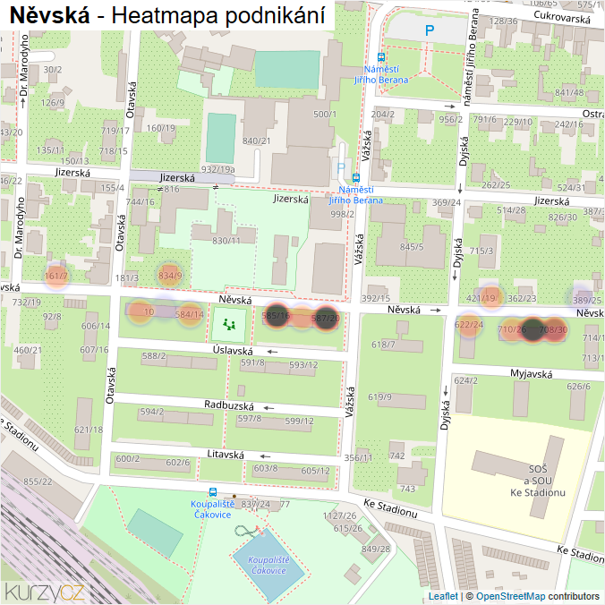 Mapa Něvská - Firmy v ulici.