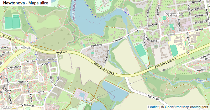 Newtonova - mapa ulice