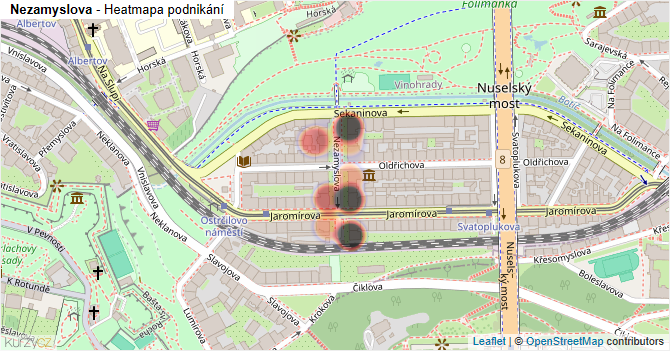 Nezamyslova - mapa podnikání
