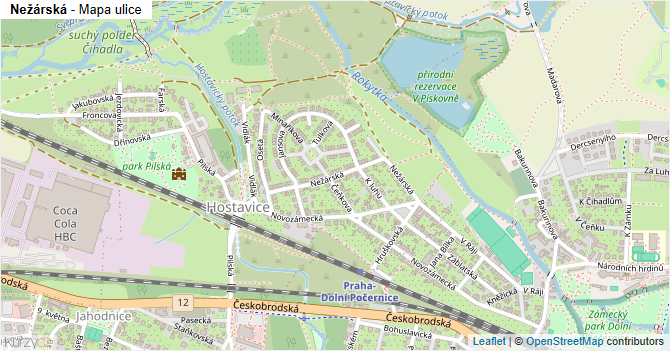 Nežárská - mapa ulice