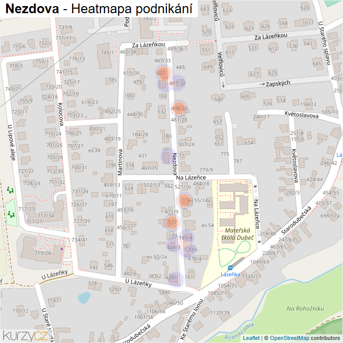 Mapa Nezdova - Firmy v ulici.