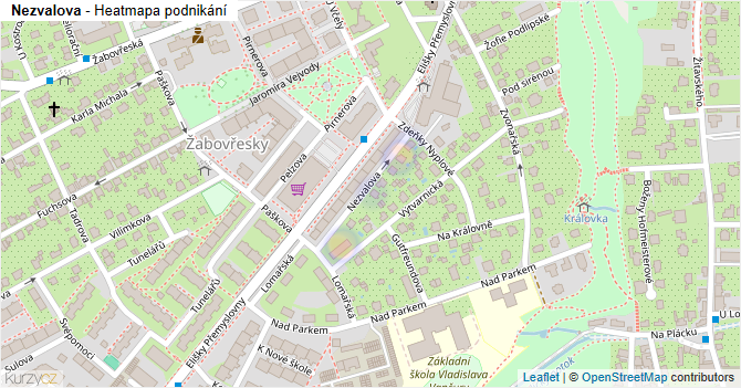 Nezvalova - mapa podnikání