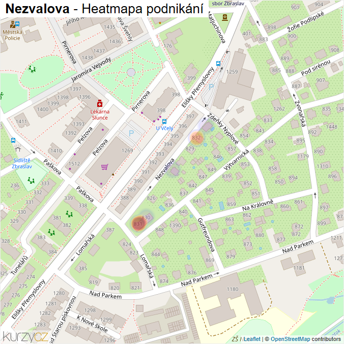 Mapa Nezvalova - Firmy v ulici.