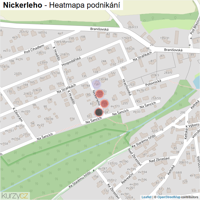 Mapa Nickerleho - Firmy v ulici.