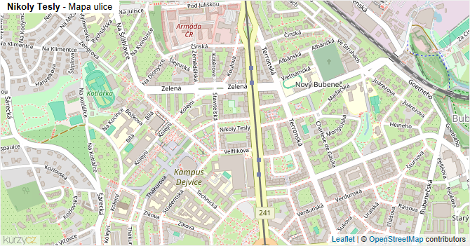 Nikoly Tesly - mapa ulice