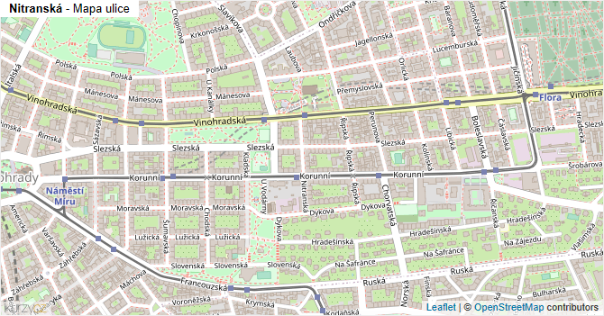 Nitranská - mapa ulice