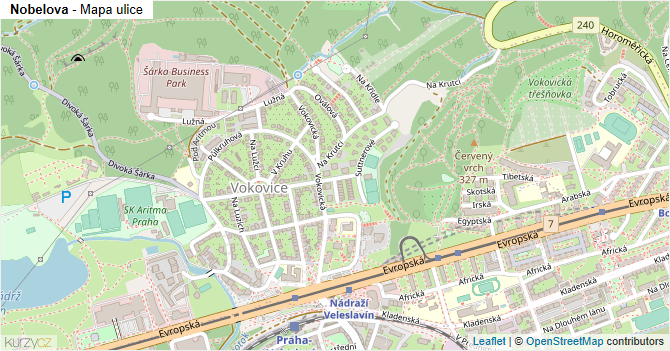 Nobelova - mapa ulice