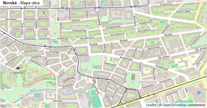 Norská - mapa ulice