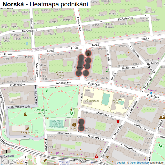 Mapa Norská - Firmy v ulici.