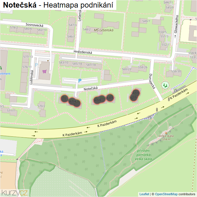 Mapa Notečská - Firmy v ulici.