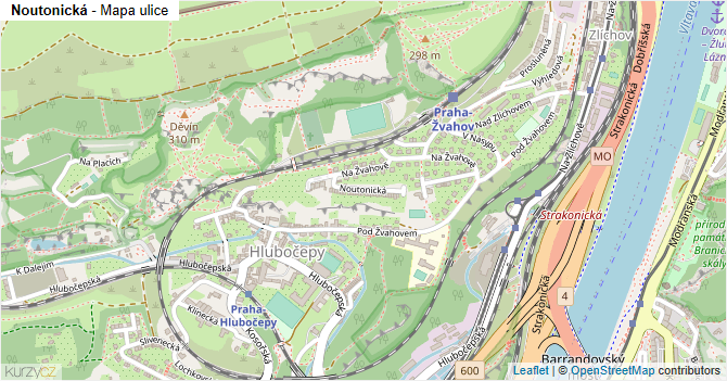 Noutonická - mapa ulice