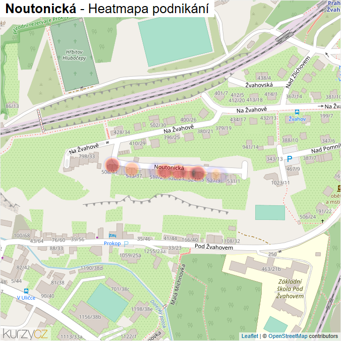 Mapa Noutonická - Firmy v ulici.