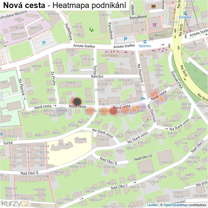Mapa Nová cesta - Firmy v ulici.