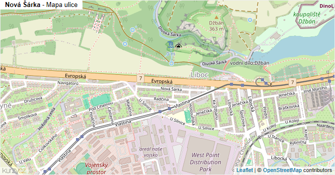 Nová Šárka - mapa ulice