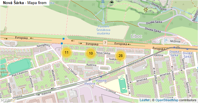 Nová Šárka - mapa firem