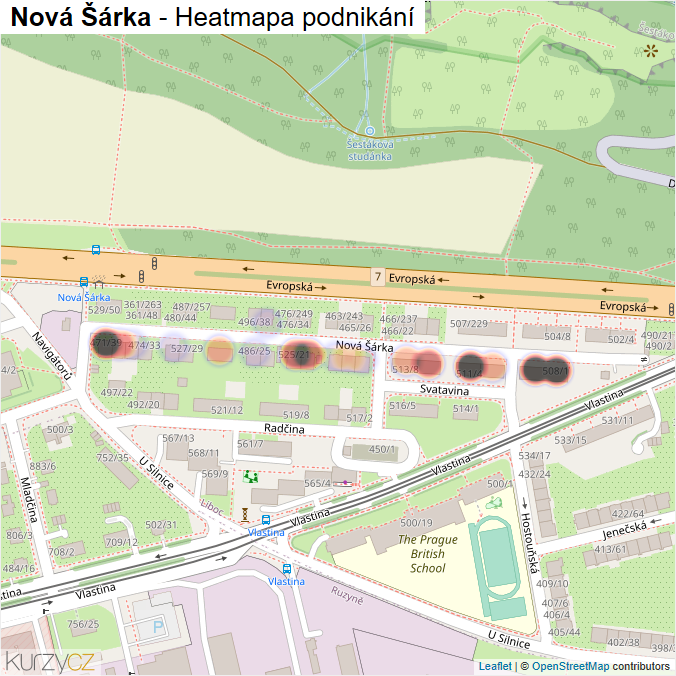 Mapa Nová Šárka - Firmy v ulici.