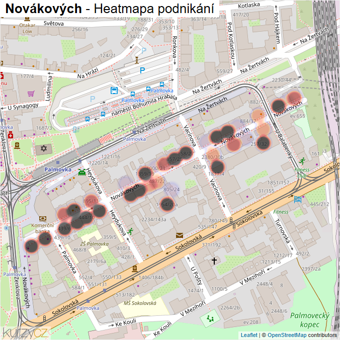 Mapa Novákových - Firmy v ulici.